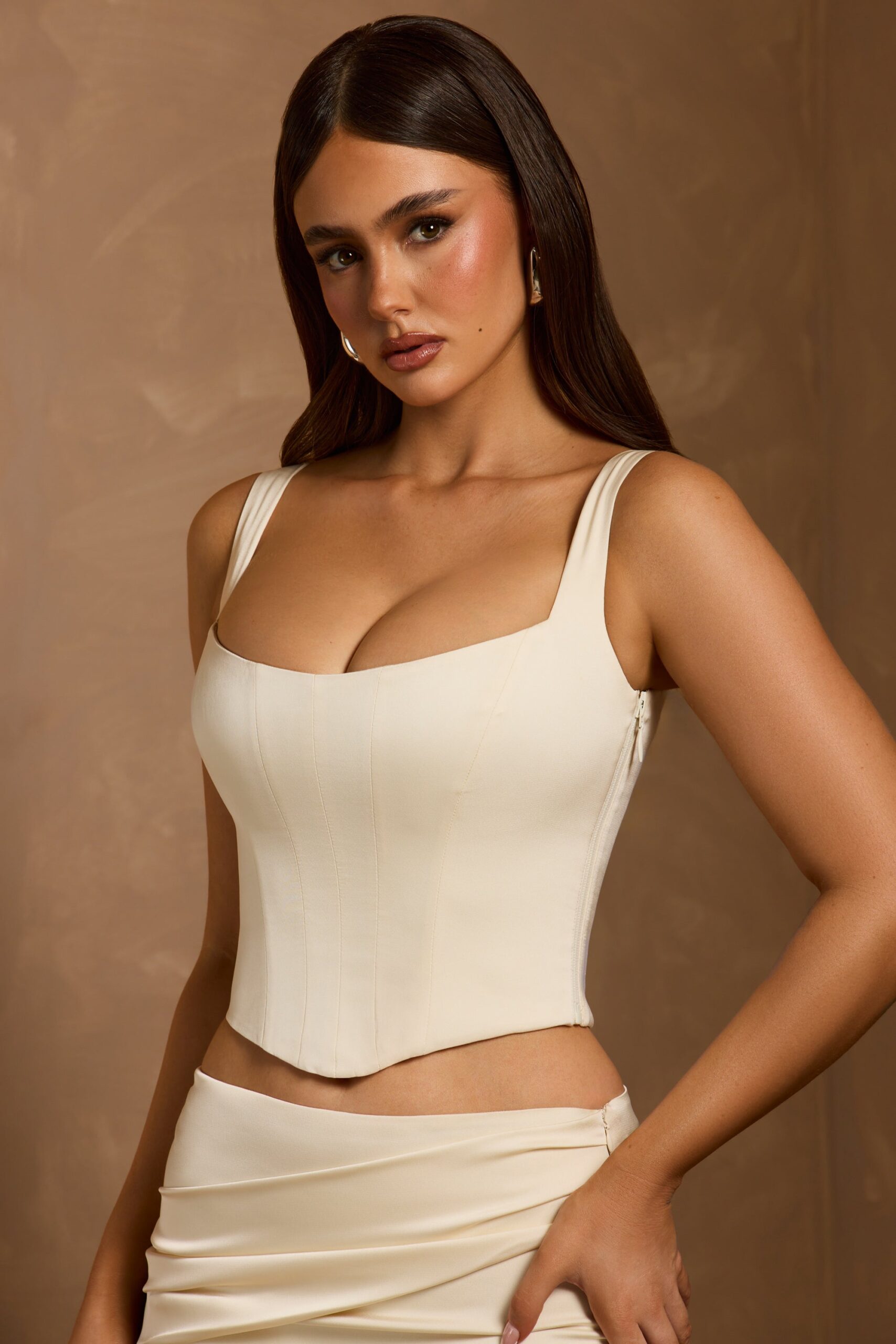 Lace-Up Corset Top in Ivory - Image 6
