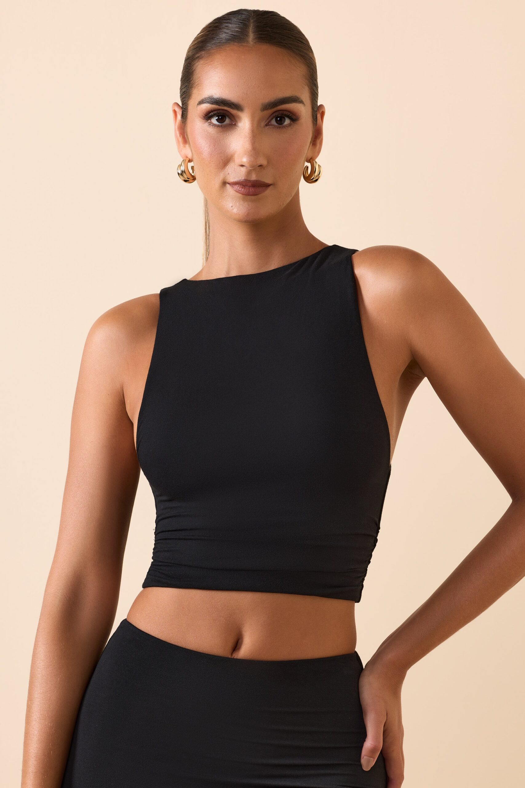 Modal Boat-Neck Tank Top in Black - Image 6