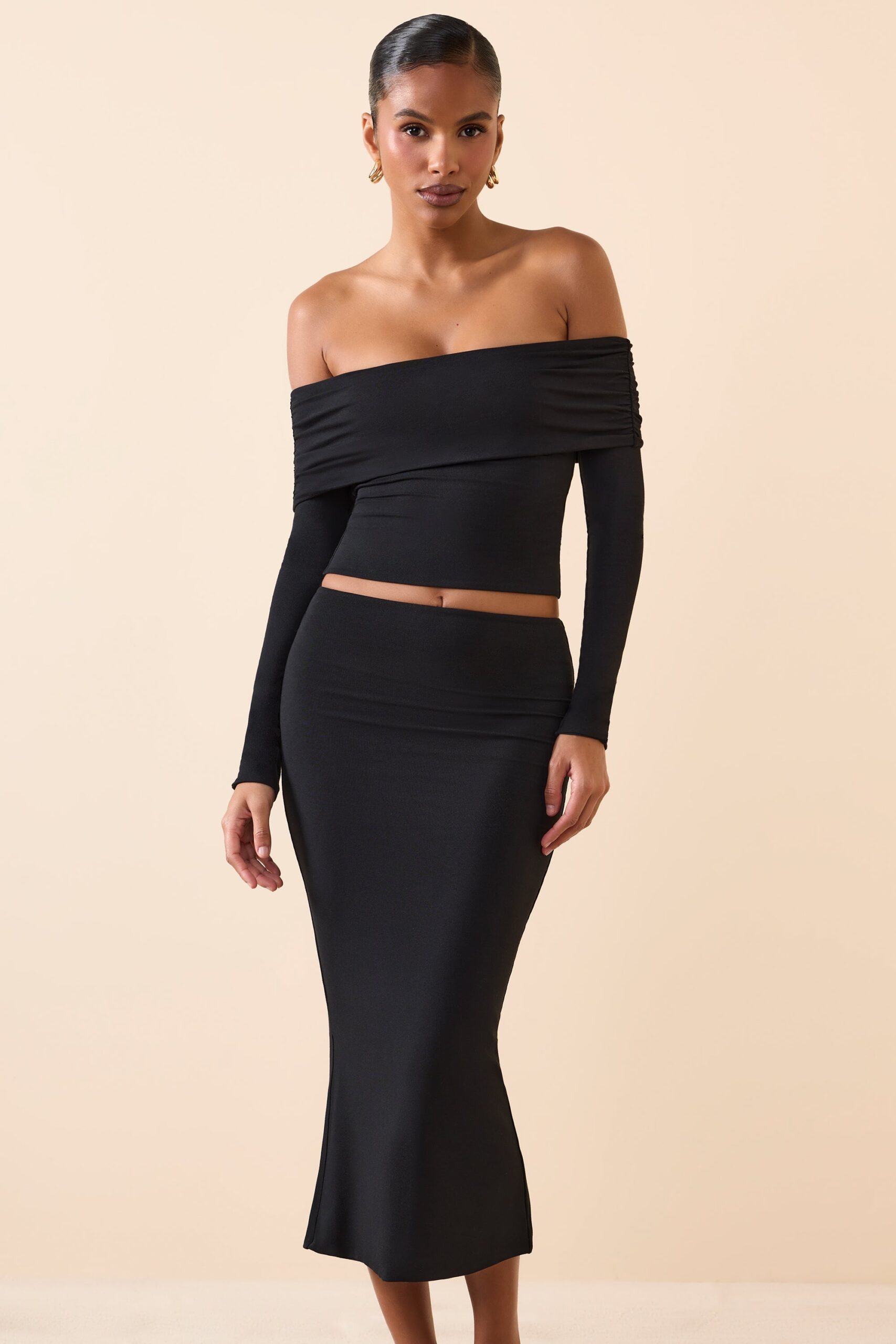 Modal Off-Shoulder Long-Sleeve Top in Black - Image 5
