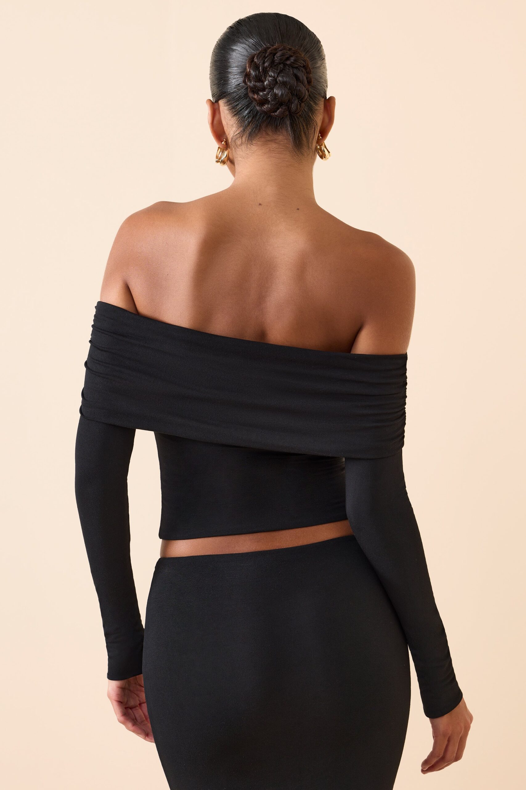 Modal Off-Shoulder Long-Sleeve Top in Black - Image 2