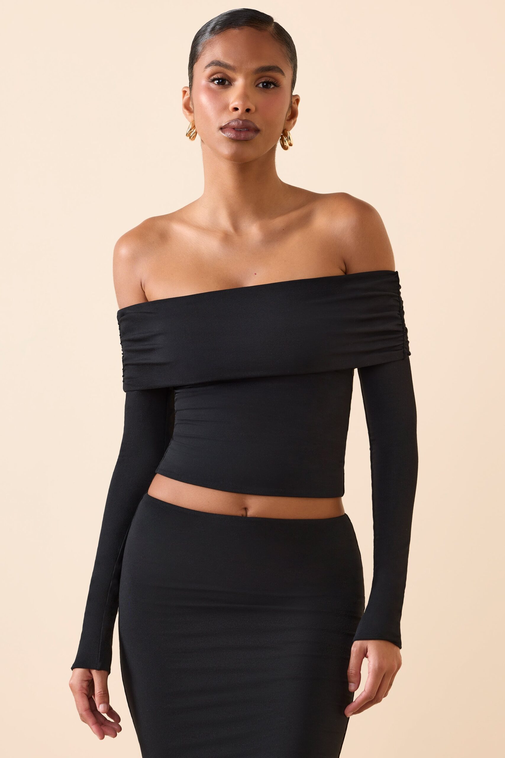 Modal Off-Shoulder Long-Sleeve Top in Black - Image 4