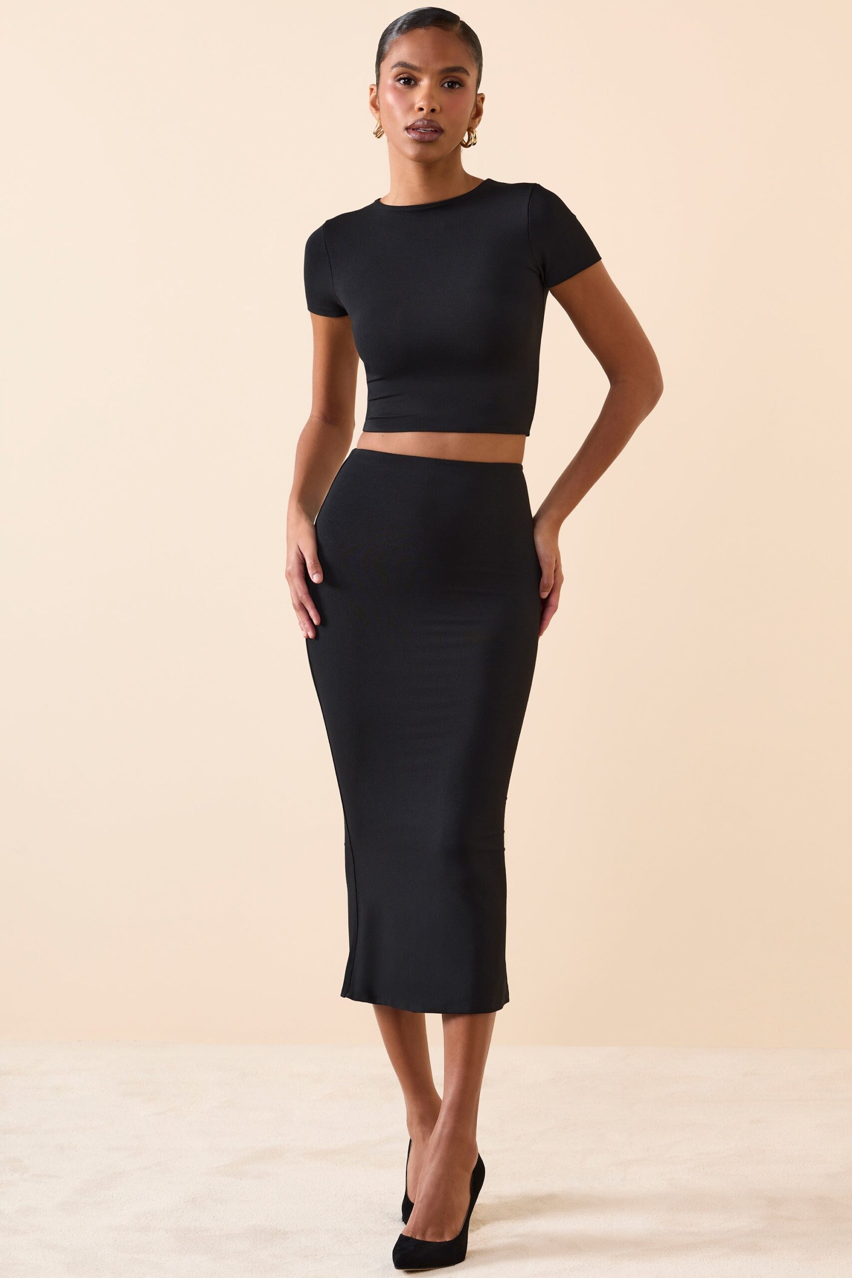 Modal Cap-Sleeve Crop Top in Black - Image 5