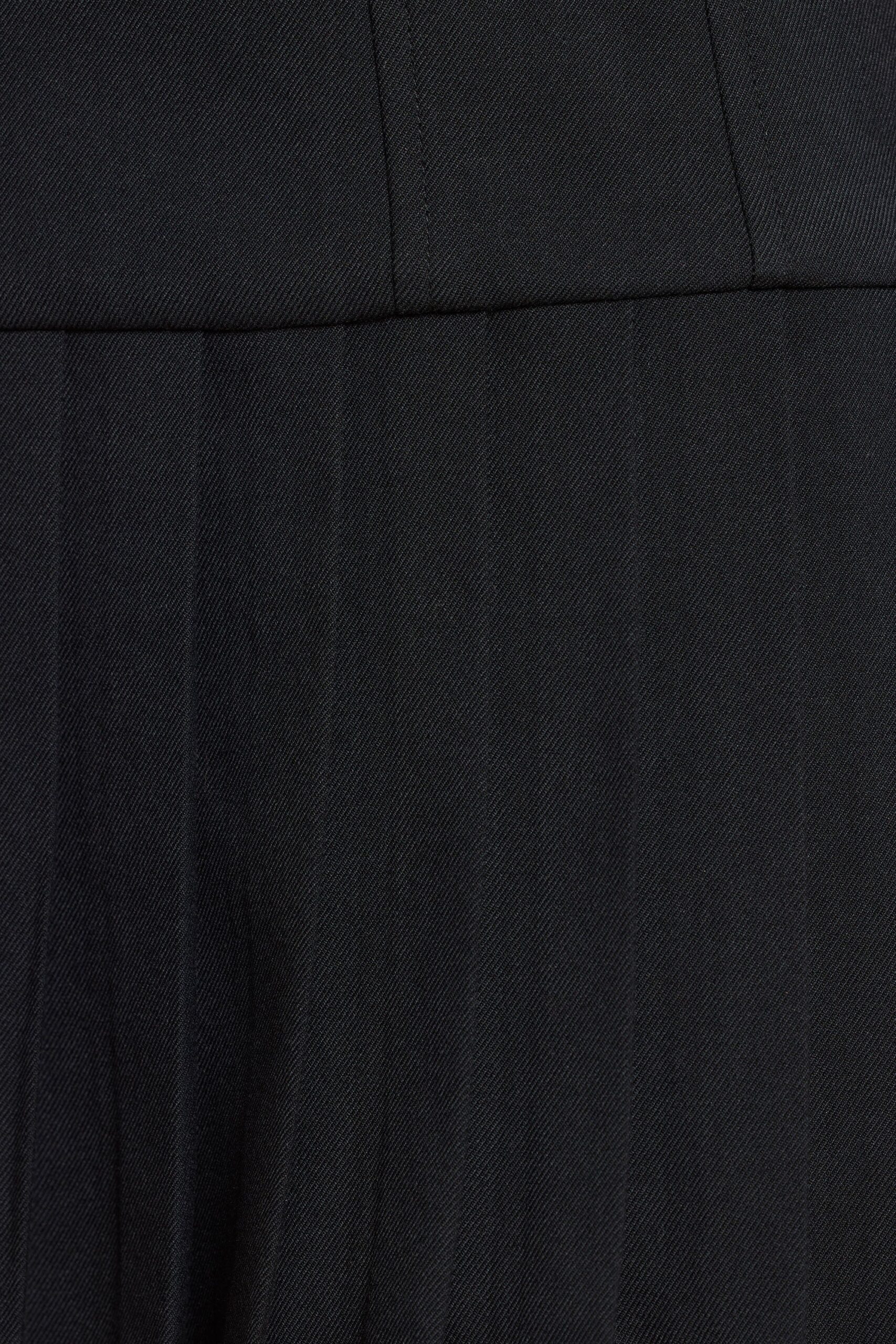 Brushed Twill Drop Waist Kilt Mini Dress in Black - Image 7