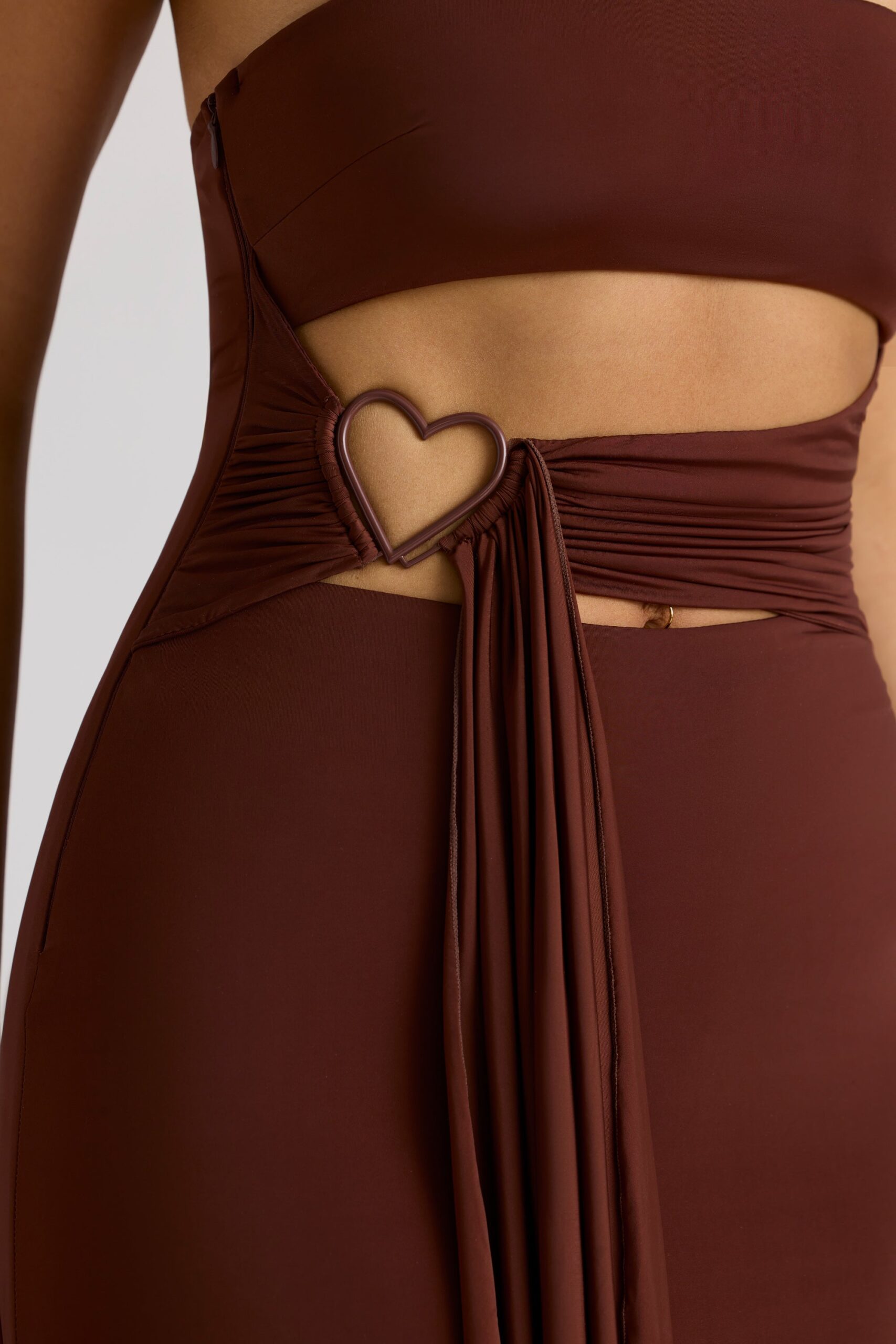 Bandeau Mini Dress in Chocolate Brown - Image 4