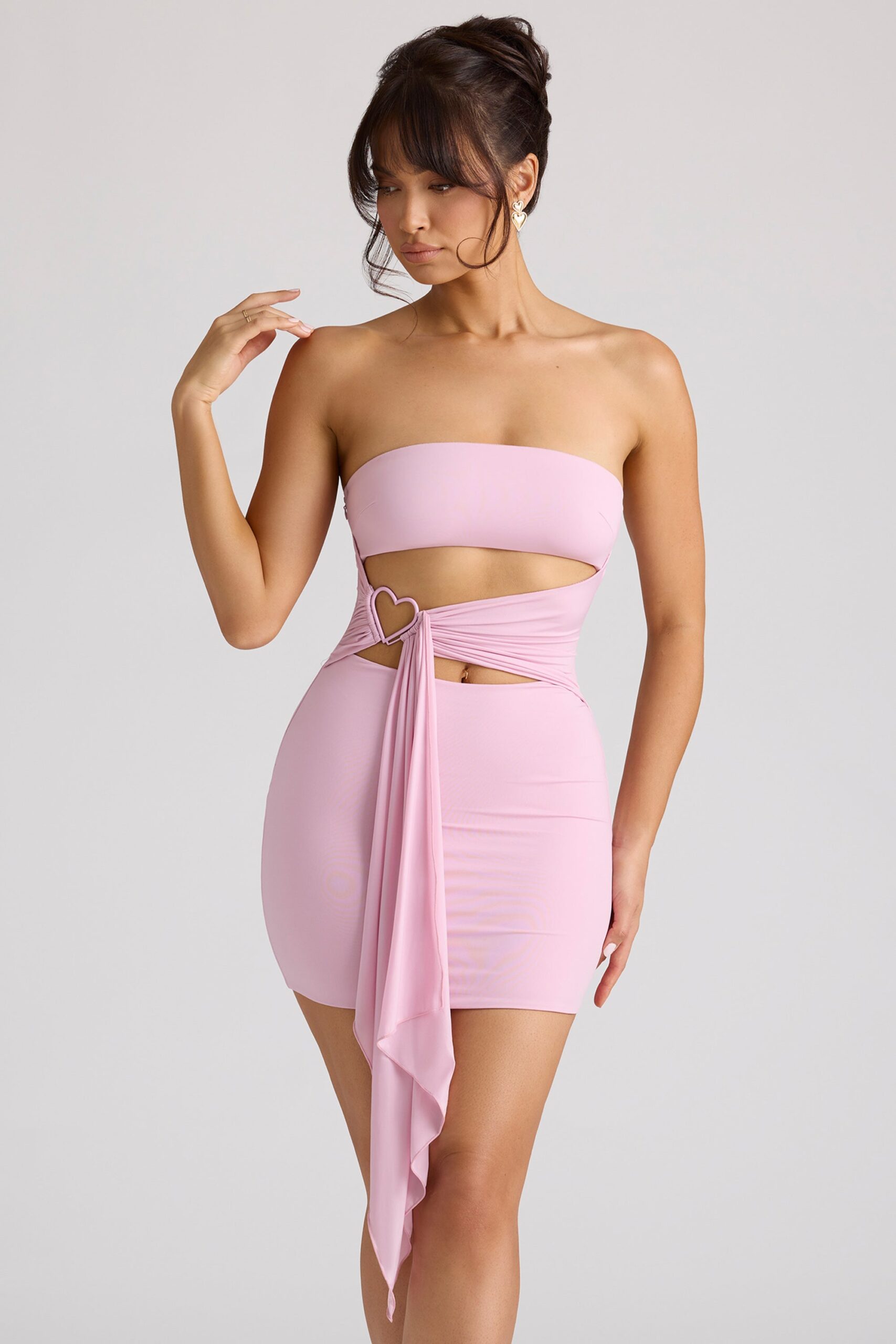 Bandeau Mini Dress in Soft Pink - Image 6