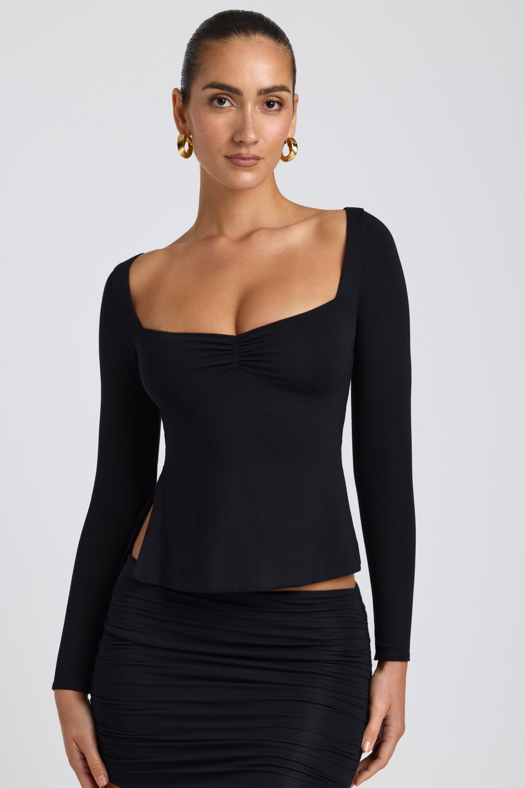 Modal Sweetheart-Neck Top in Black - Image 5