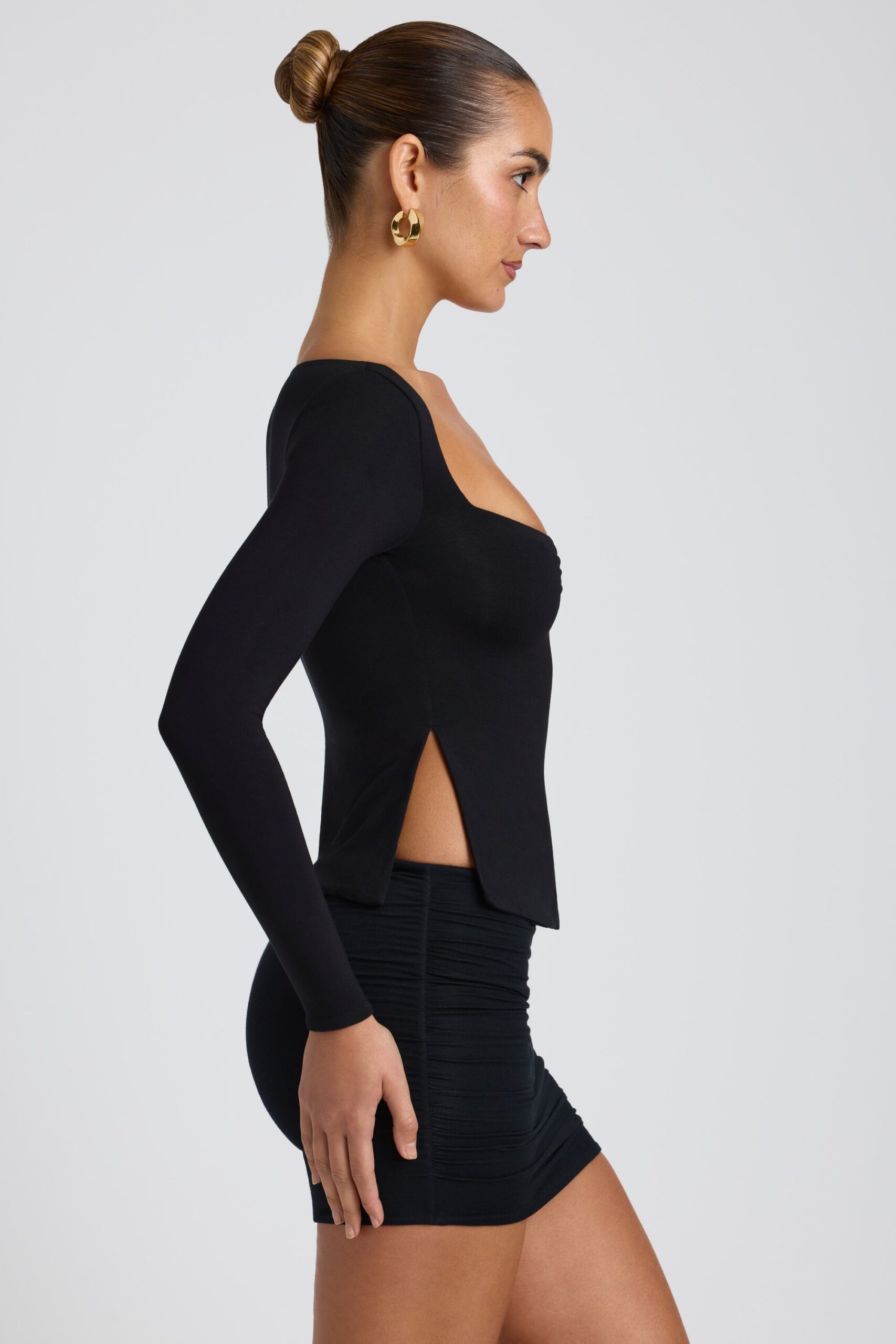 Modal Sweetheart-Neck Top in Black - Image 3