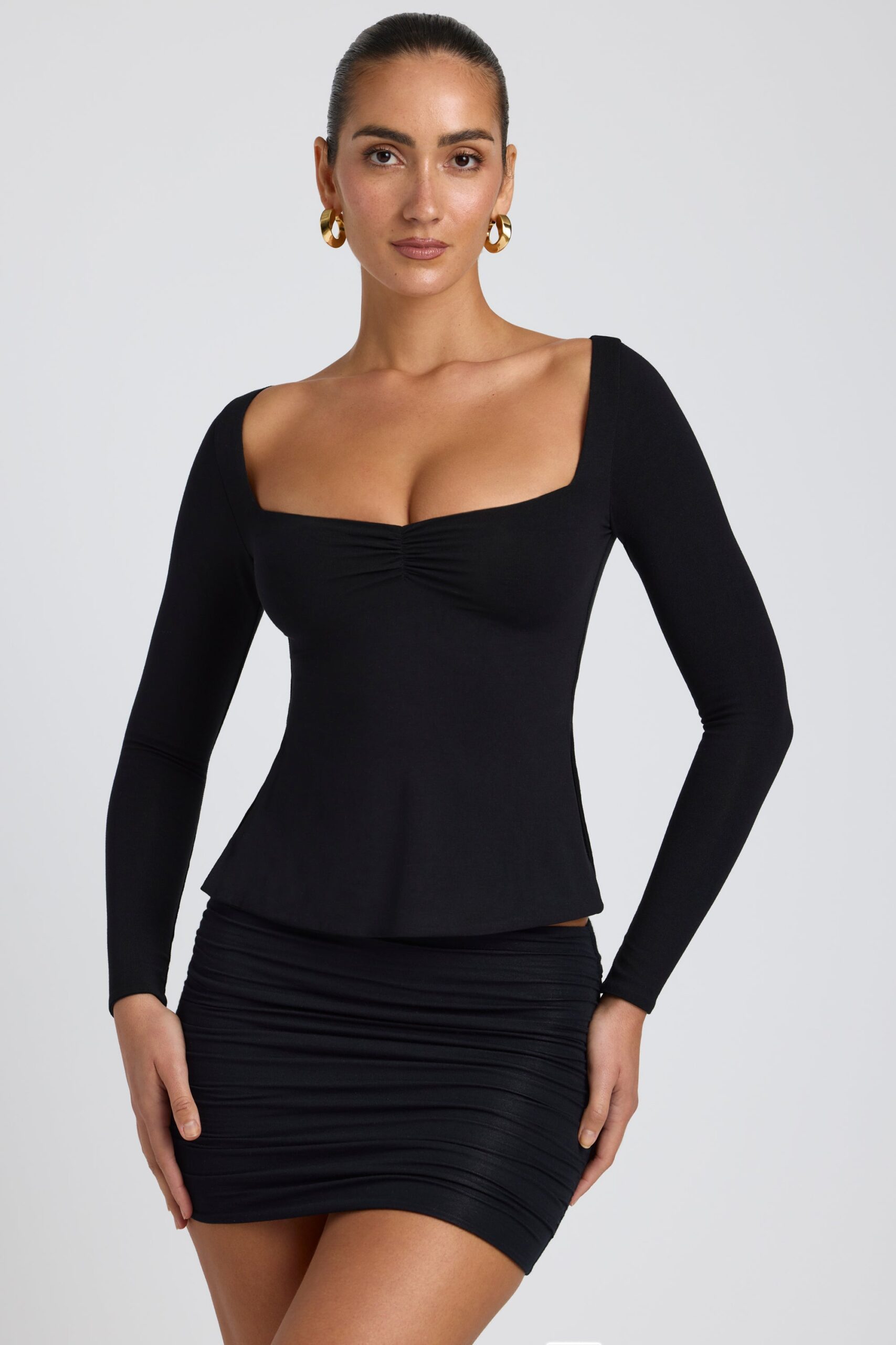 Modal Sweetheart-Neck Top in Black - Image 6