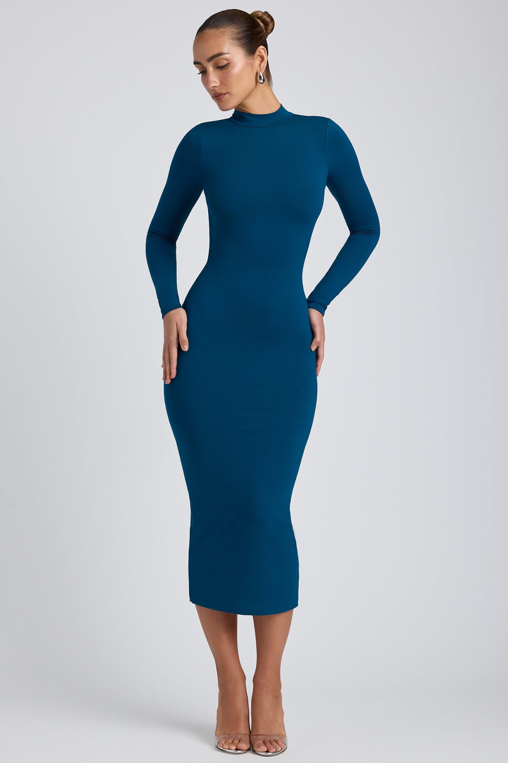 Modal Cross-Back Midaxi Dress in Deep Teal - Image 7