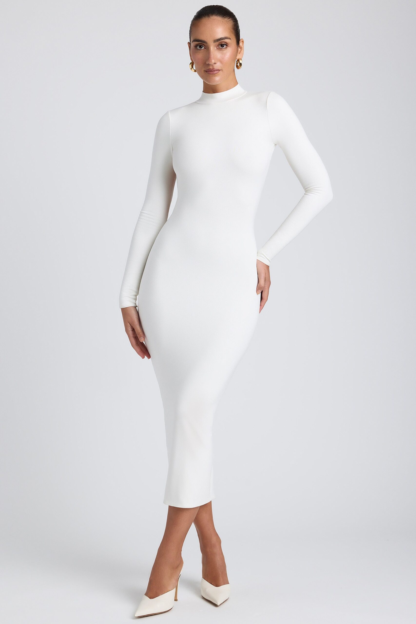 Modal Cross-Back Midaxi Dress in White - Image 2