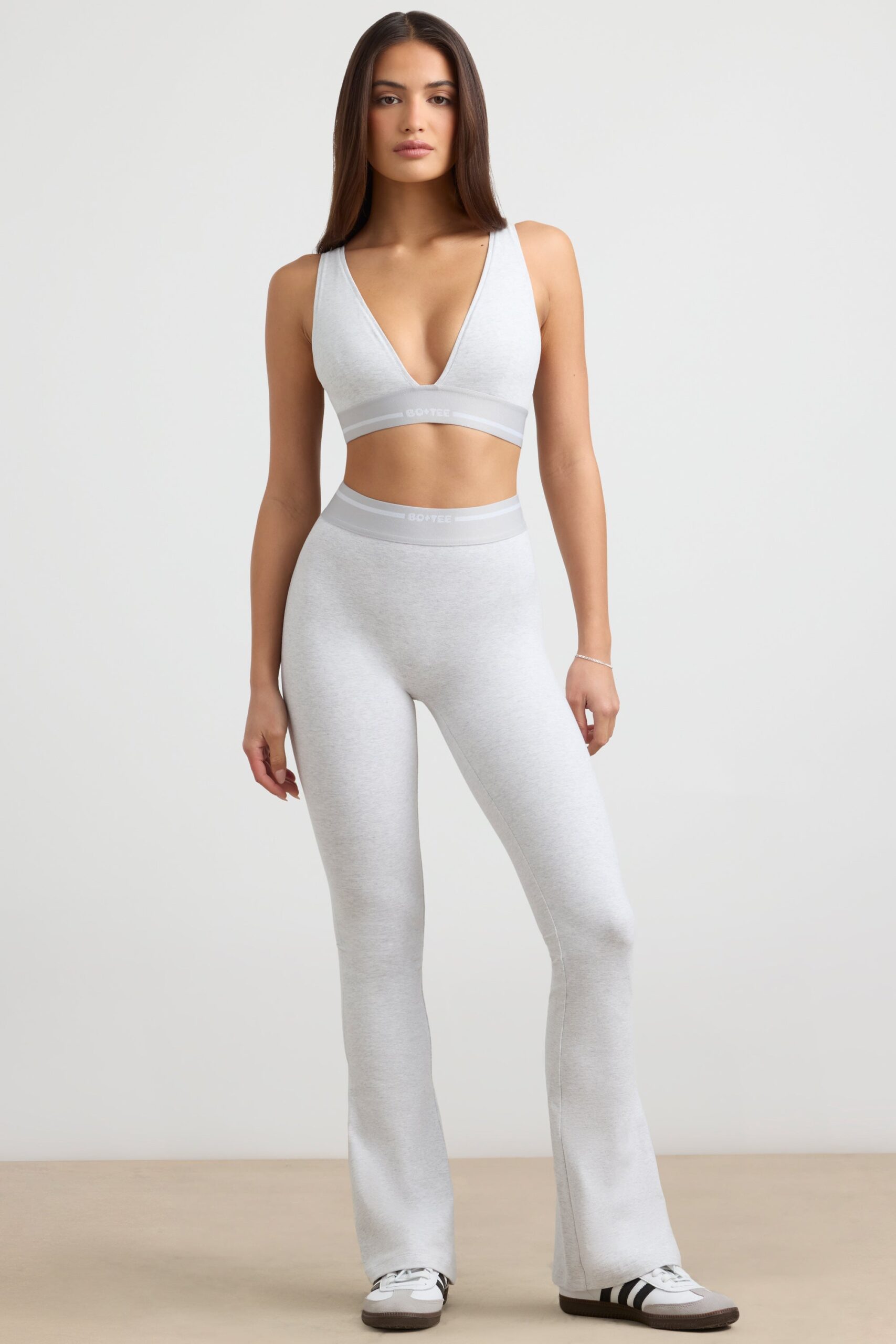 High-Waist Kick Flare Trousers in Grey Marl - Image 5