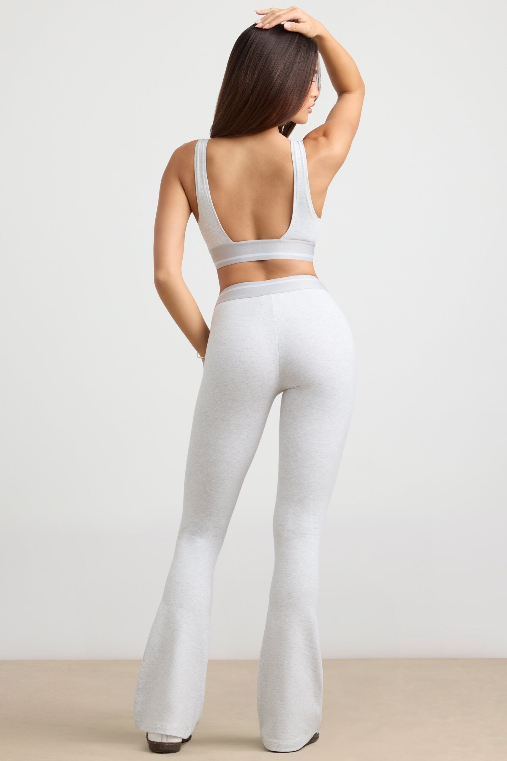 High-Waist Kick Flare Trousers in Grey Marl - Image 2