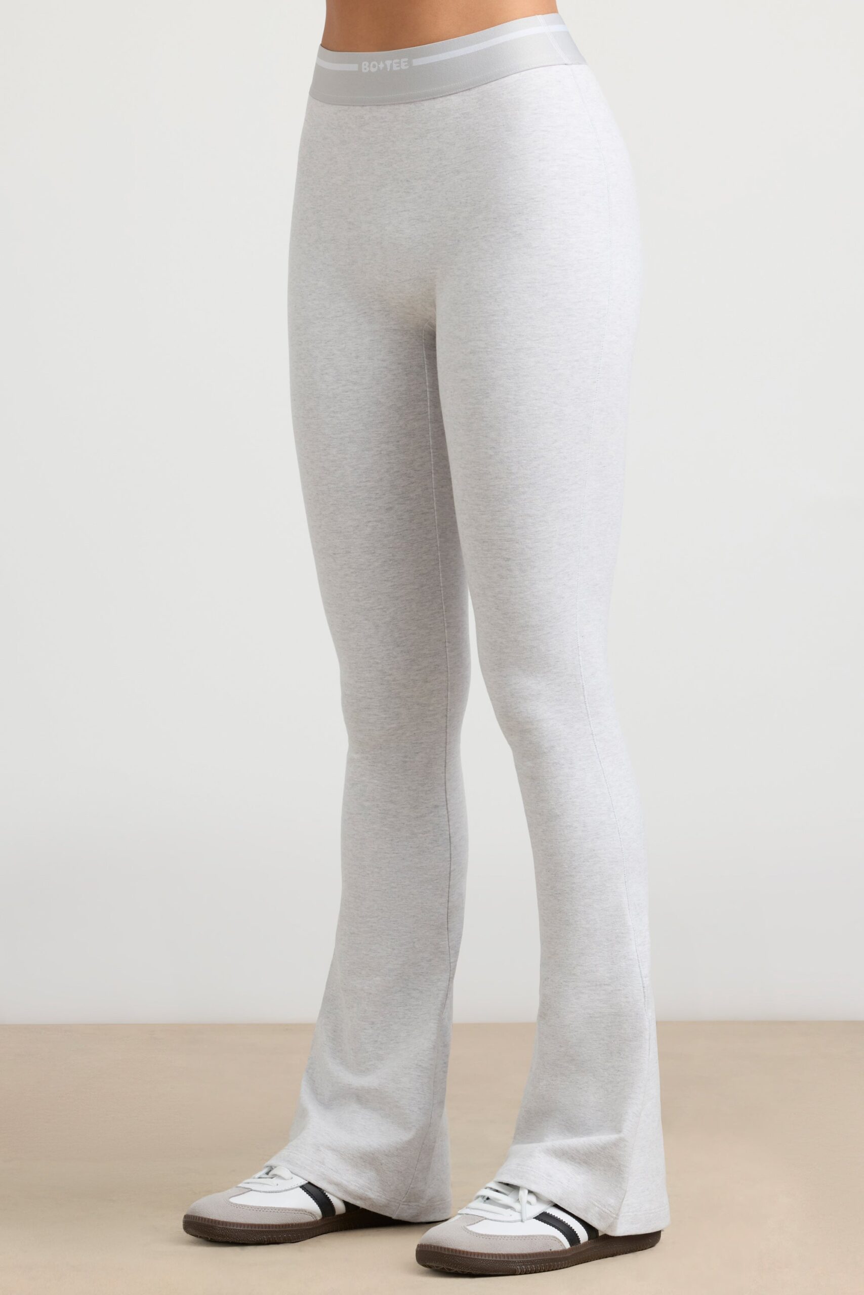 High-Waist Kick Flare Trousers in Grey Marl - Image 4