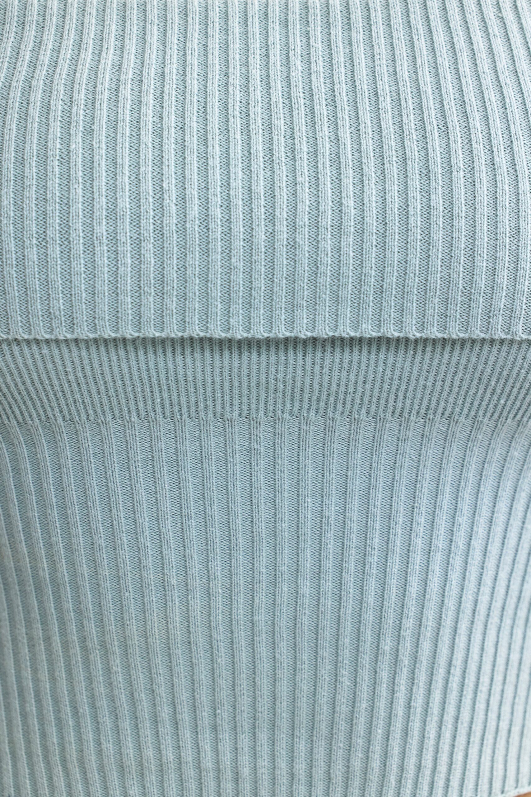 Bandeau Chunky Knit Crop Top in Dusty Teal - Image 5