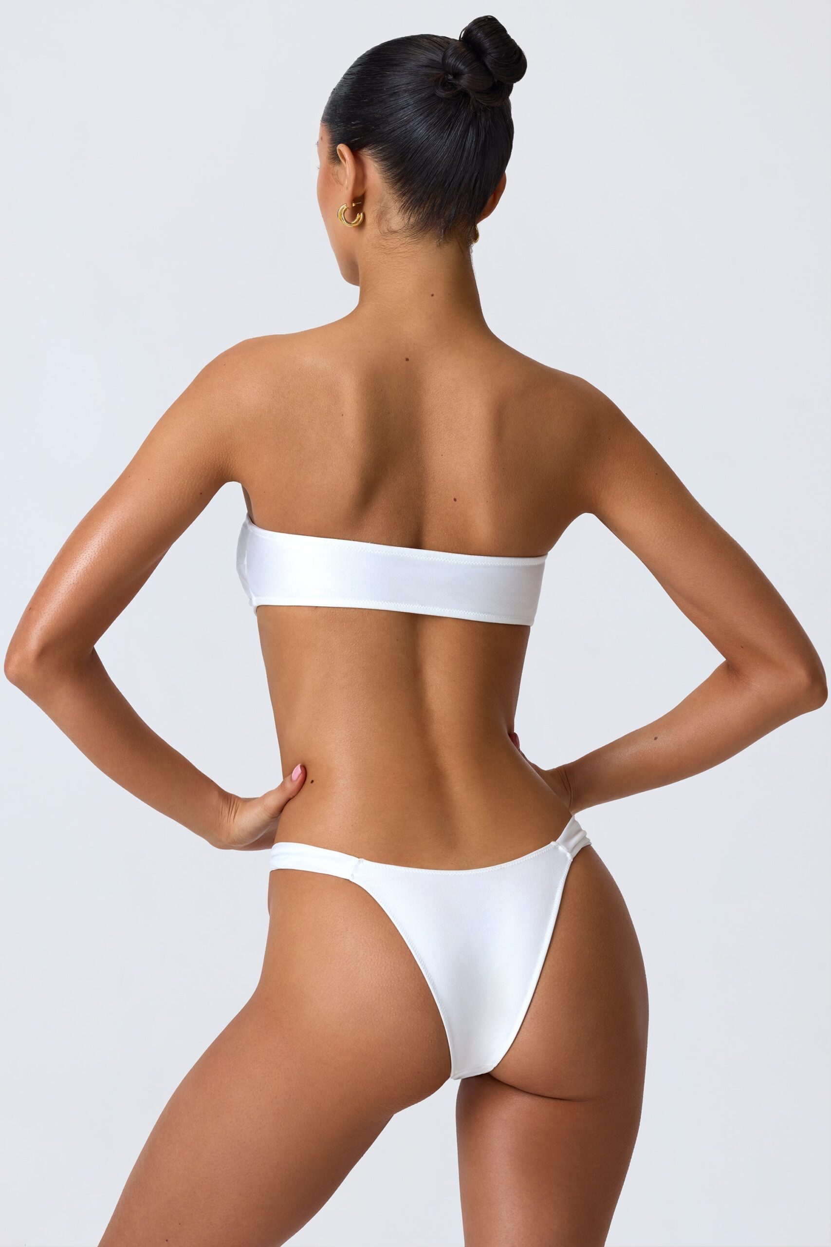 Embellished Wide Strap Cheeky Bikini Bottoms in White - Image 2