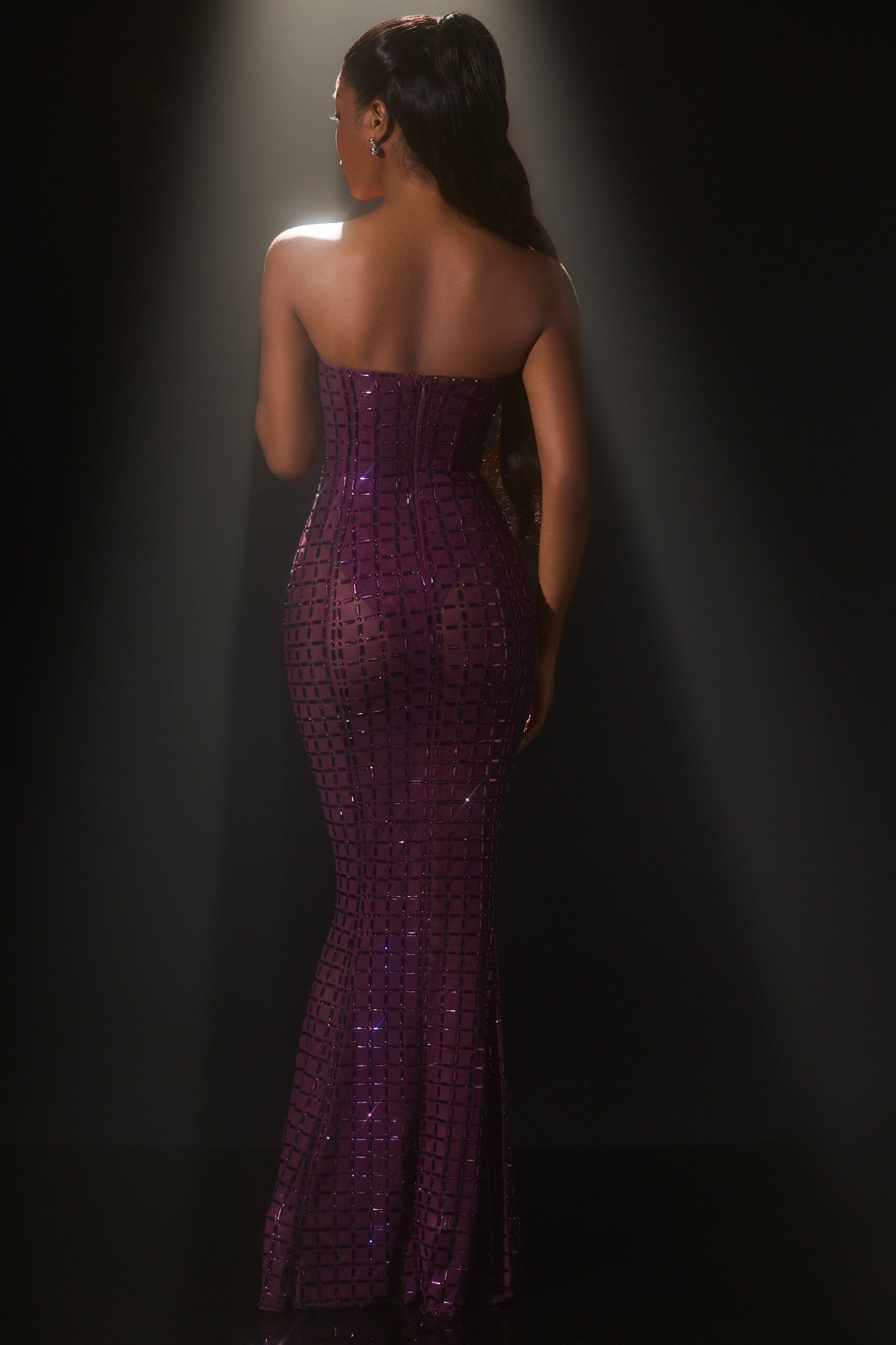 Embellished Strapless Gown in Deep Purple - Image 2