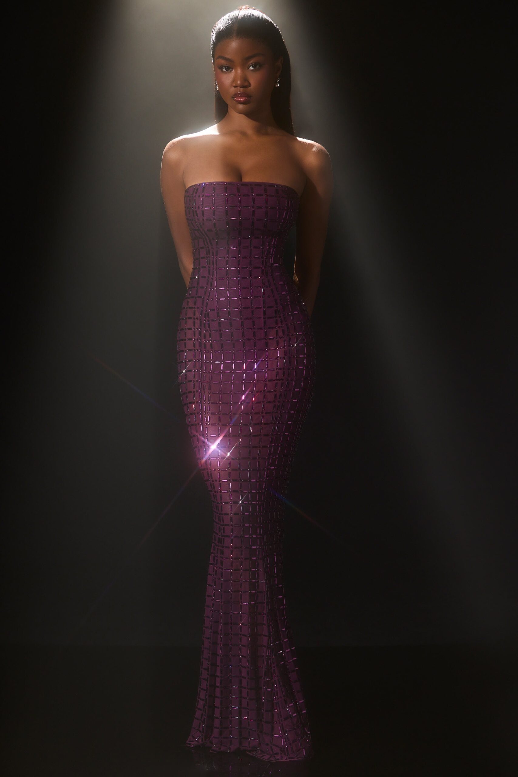 Embellished Strapless Gown in Deep Purple - Image 6